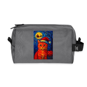 Chapeau de Père Noël Noir Chat Festif Noël Nuit étoilée - Trousse de toilette en tissu recyclé - anthracite - Devant