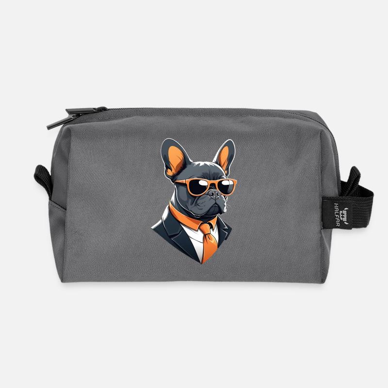 Sonnenbrillen-Dog im Anzug - Recycelte Kulturtasche - Anthrazit
