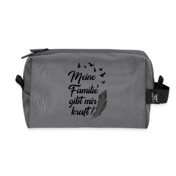 My Family Gives Me Power / Family Saying - Recycled Toiletry Zip Bag - anthracite - Front