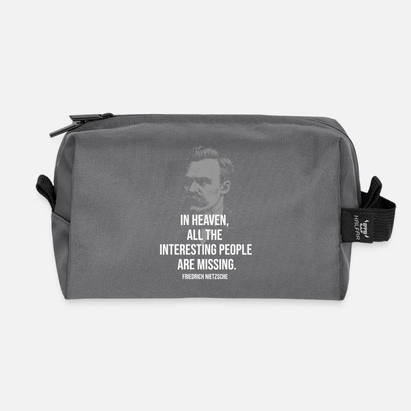 Nietzsche-Zitat: Der Himmel fehlt: - Recycelte Kulturtasche - Anthrazit