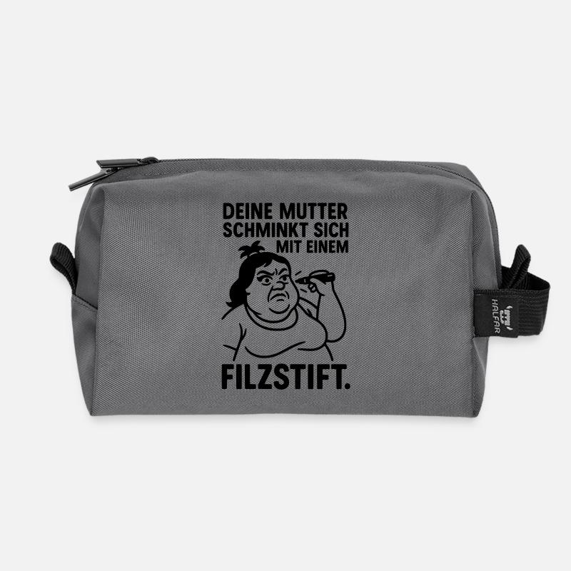 Your Mother Joke Felt-Tip Pen Make Up - Recycled Toiletry Zip Bag - anthracite
