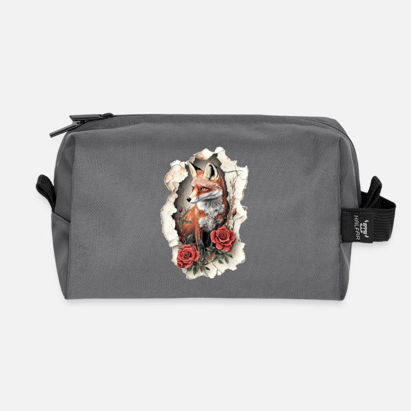 Fuchs mit Blumen - Recycelte Kulturtasche - Anthrazit