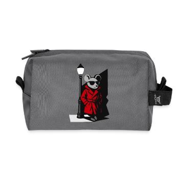 Detective Mouse in Trench Coat Noir Style - Recycled Toiletry Zip Bag - anthracite - Front