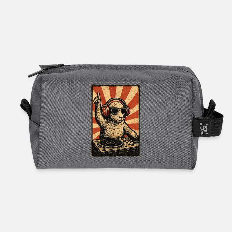 DJ Sheep mit Kopfhörern - Recycelte Kulturtasche - Anthrazit