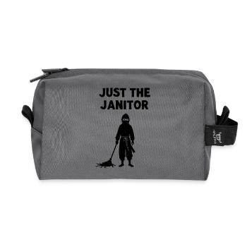 Just The Janitor – Ninja Humor Saying - Recycled Toiletry Zip Bag - anthracite - Front
