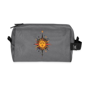 Sun Star Talisman Pattern Sun Moon Stars - Recycled Toiletry Zip Bag - anthracite - Front