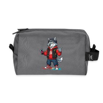 Wilder Wolf Streetwear Graffiti - Recycelte Kulturtasche - Anthrazit - Vorne