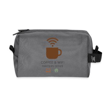 café wifi "Voici mon bureau" Télétravail - Trousse de toilette en tissu recyclé - anthracite - Devant