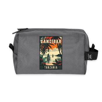 Tropical Zanzibar in Tanzania Vintage Travel Art - Recycled Toiletry Zip Bag - anthracite - Front