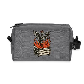 Phoenix Rising From Fire Dumpster - Recycled Toiletry Zip Bag - anthracite - Front