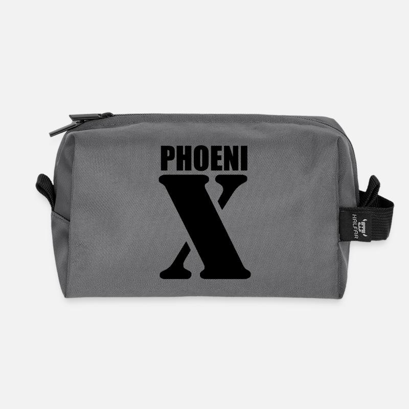 Phoenix – First Name Design | Minimal Typography - Recycled Toiletry Zip Bag - anthracite