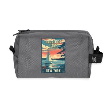 Explore Saratoga Lake In New York State - Recycled Toiletry Zip Bag - anthracite - Front