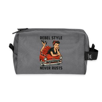 Rockabilly Pin-Up: Rebel Style Never Rusts Retro - Recycelte Kulturtasche - Anthrazit - Vorne