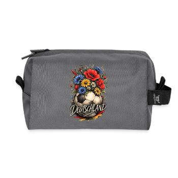 Floral Fußball Ball Deutschland - Recycelte Kulturtasche - Anthrazit - Vorne