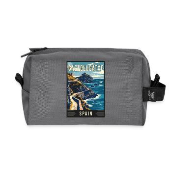 Explore Enchantment of Gaztelugatxe in Spain - Recycled Toiletry Zip Bag - anthracite - Front