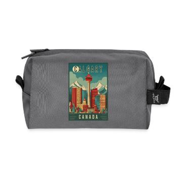Découvrez la scène urbaine pittoresque de Calgary au Canada - Trousse de toilette en tissu recyclé - anthracite - Devant