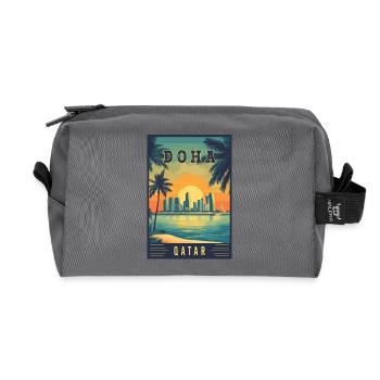 Experience Desert City Skyline of Doha in Qatar - Recycled Toiletry Zip Bag - anthracite - Front