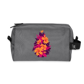 Hibiscus Neon Fire Flowers - Recycled Toiletry Zip Bag - anthracite - Front
