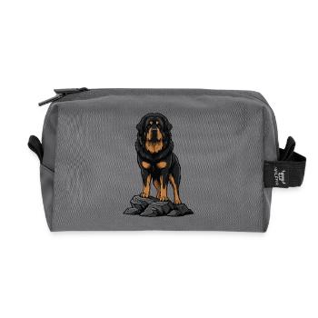 Tibetischer Mastiffhund auf Felsenporträt Schwarzes Feuer - Recycelte Kulturtasche - Anthrazit - Vorne
