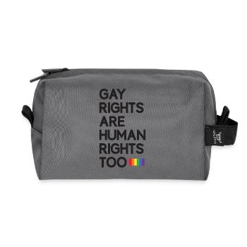 Mois de la Fierté LGBT - Les droits des homosexuels sont aussi des droits humains - Trousse de toilette en tissu recyclé - anthracite - Devant