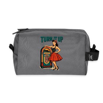 Rockabilly Pin-Up: Retro Jukebox Turn It Up - Recycelte Kulturtasche - Anthrazit - Vorne