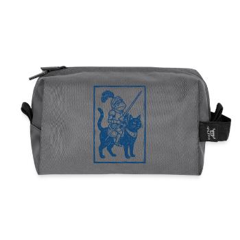Frog Knight - Woodcut Fantasy Art - Recycled Toiletry Zip Bag - anthracite - Front