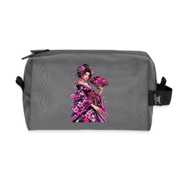 Geisha Flower Kimono Art - Recycled Toiletry Zip Bag - anthracite - Front