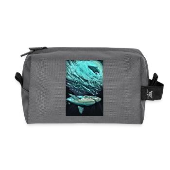 Turquoise Underwater Shark Dynamics - Recycled Toiletry Zip Bag - anthracite - Front
