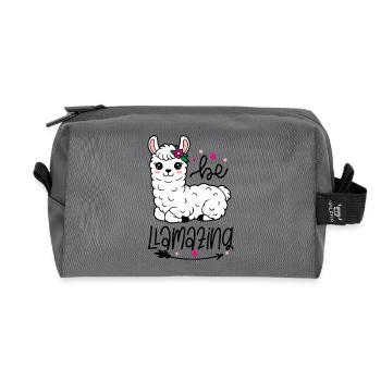 Be Amazing Alpaca Blumenkrone - Recycelte Kulturtasche - Anthrazit - Vorne