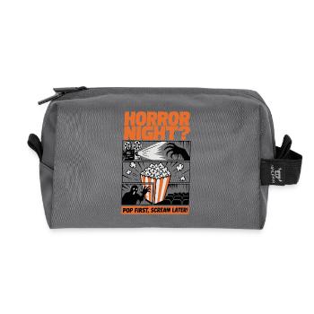 Horror Night Popcorn Design - Recycled Toiletry Zip Bag - anthracite - Front
