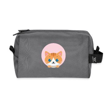 Orange Cat - Recycled Toiletry Zip Bag - anthracite - Front
