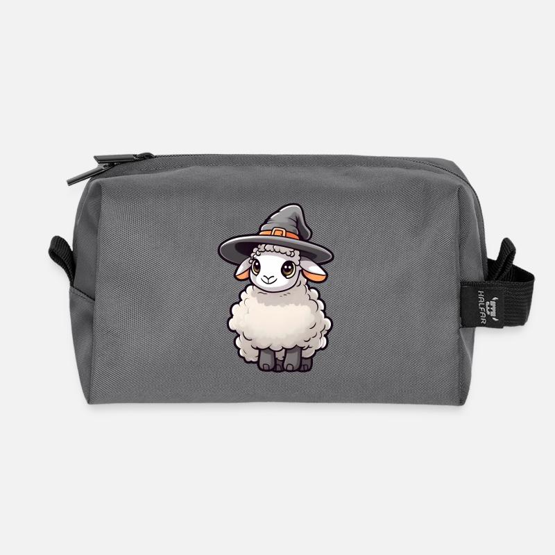 Niedliches Halloween Schaf mit Hexenhut. - Recycelte Kulturtasche - Anthrazit