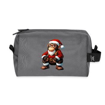 Monkey Christmas / Santa Claus Monkey - Recycled Toiletry Zip Bag - anthracite - Front