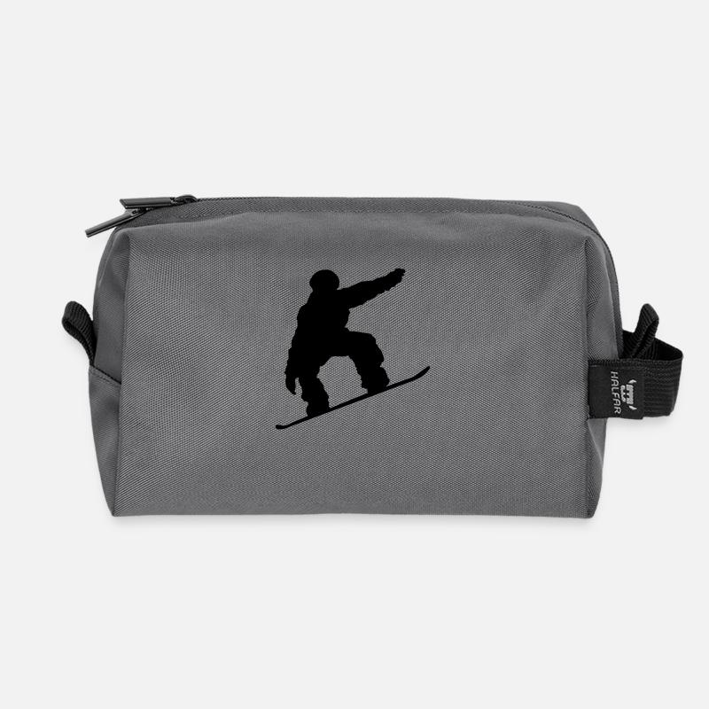 snowboarder, snowboarding - Recycled Toiletry Zip Bag - anthracite