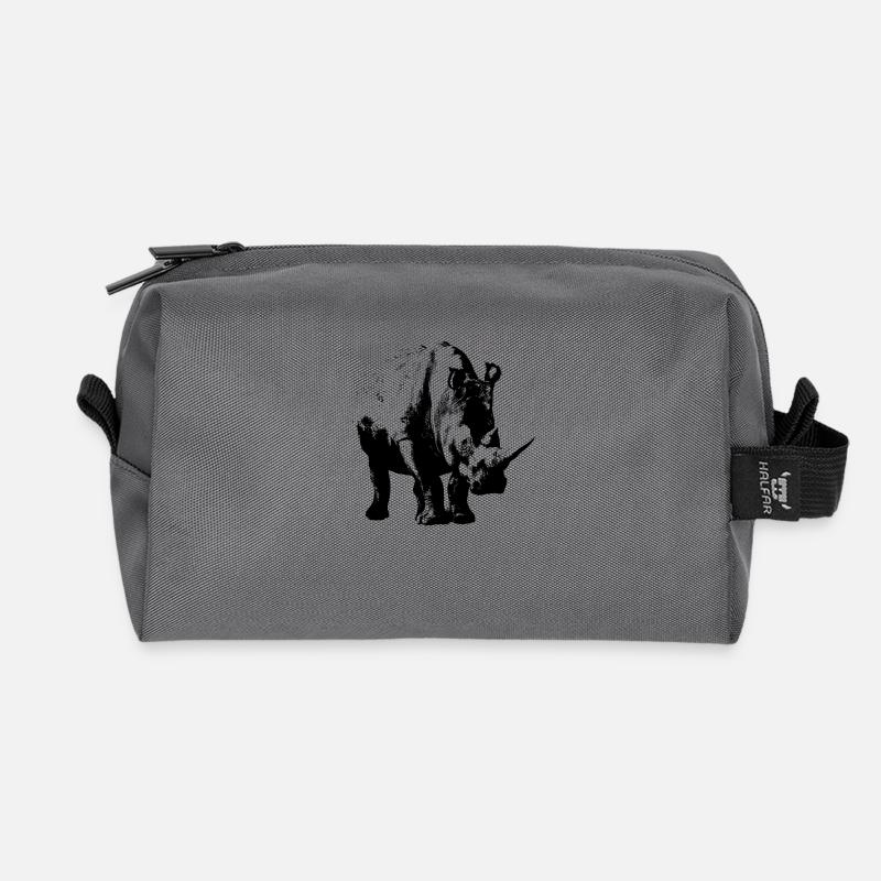 White Rhinoceros (shadow only) - Recycled Toiletry Zip Bag - anthracite