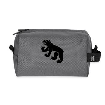 drawing of a bear symbol flag of Bern Switzerland - Recycled Toiletry Zip Bag - anthracite - Front
