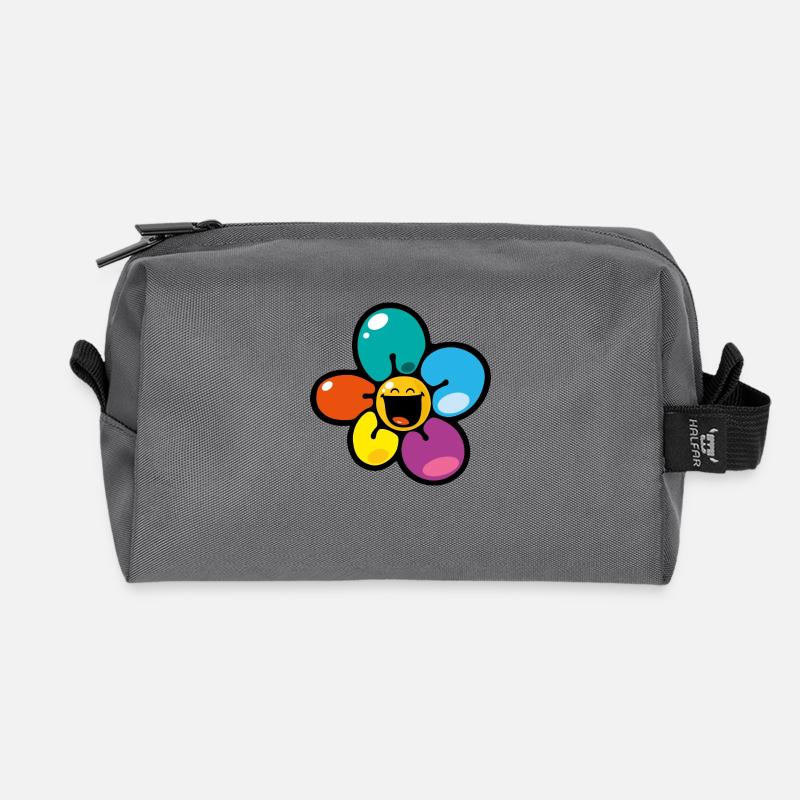 Smiley Colour Flower - Recycelte Kulturtasche - Anthrazit