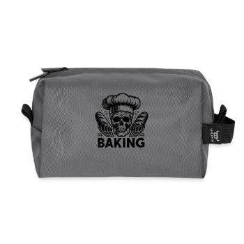 Old Man Baking Skull mit Bäckermütze backt Brot - Recycelte Kulturtasche - Anthrazit - Vorne