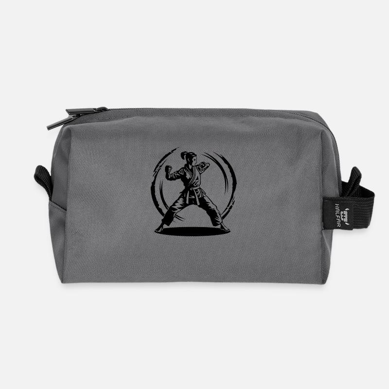 Karate Silhouette Fighter - Recycelte Kulturtasche - Anthrazit
