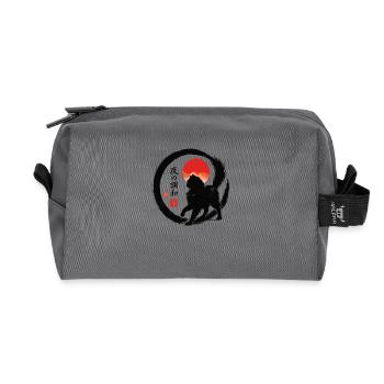 Japan Enso Kanji - Black Cat - Red Sun - Recycled Toiletry Zip Bag - anthracite - Front
