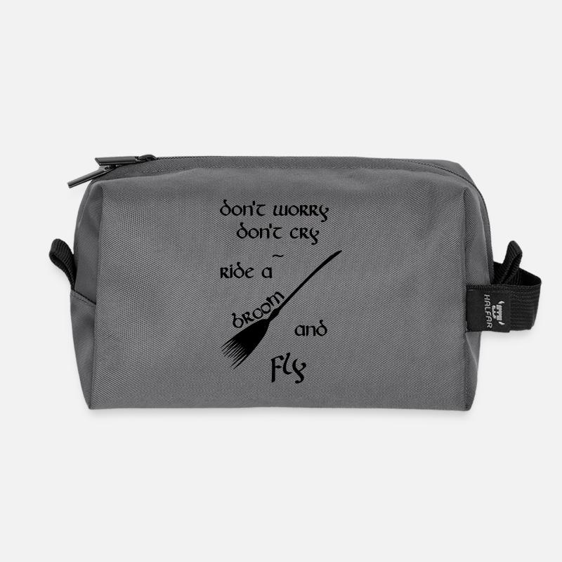 Hexenbesen lustiger Spruch Hexe witch Halloween - Recycelte Kulturtasche - Anthrazit