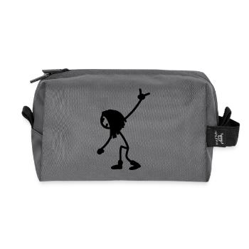 rock_stick_figure_1c - Recycled Toiletry Zip Bag - anthracite - Front