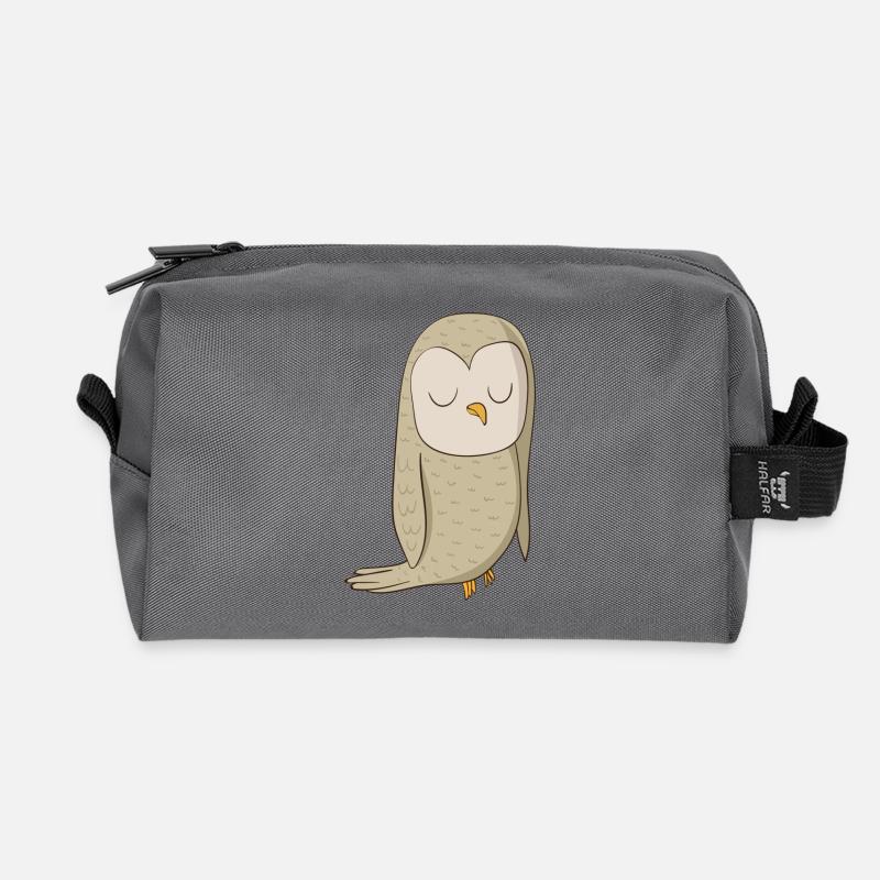 Eagle owl comic bird - Recycled Toiletry Zip Bag - anthracite