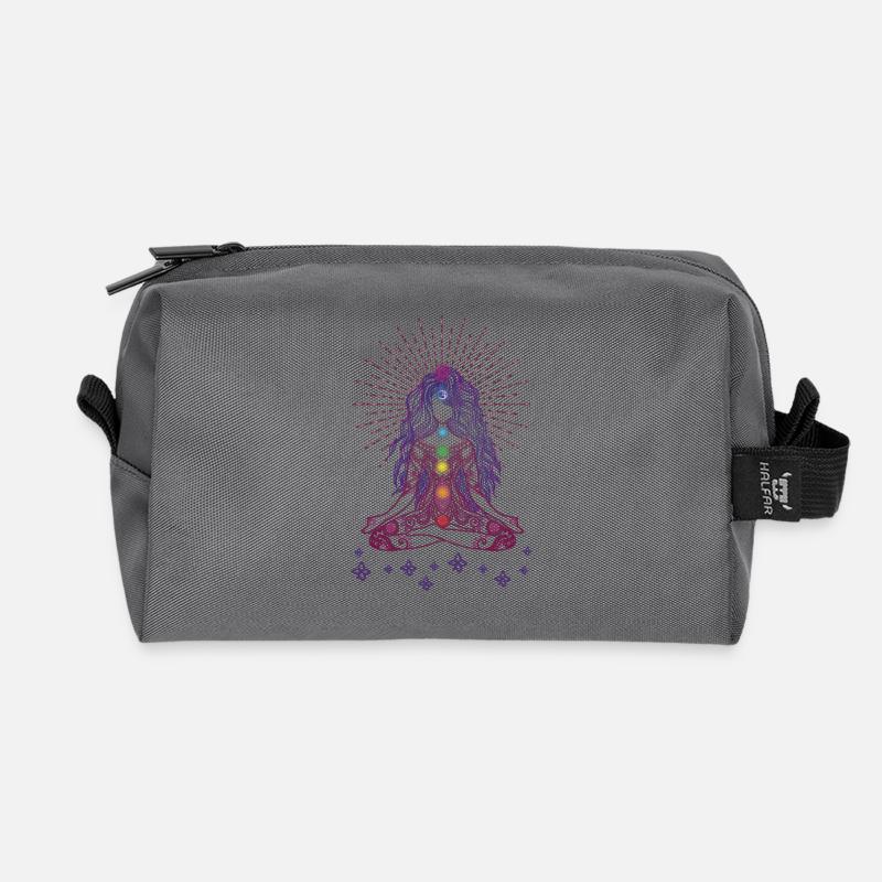 Boho Yoga Style Mädel Happy Mind Happy Life - Recycelte Kulturtasche - Anthrazit
