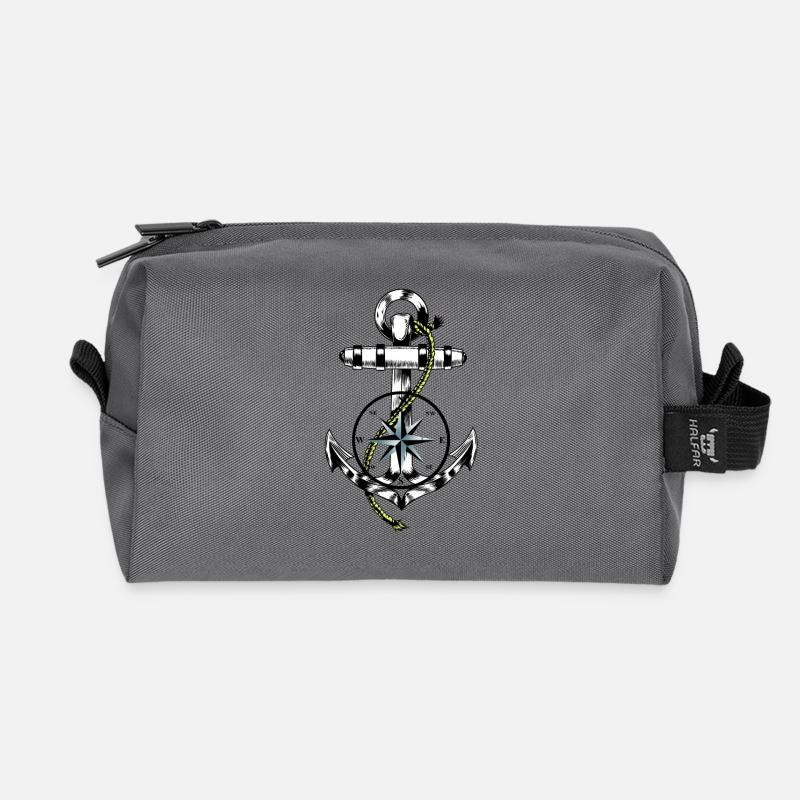 Maritime Symbole Seefahrt Kompass Anker Ahoi - Recycelte Kulturtasche - Anthrazit
