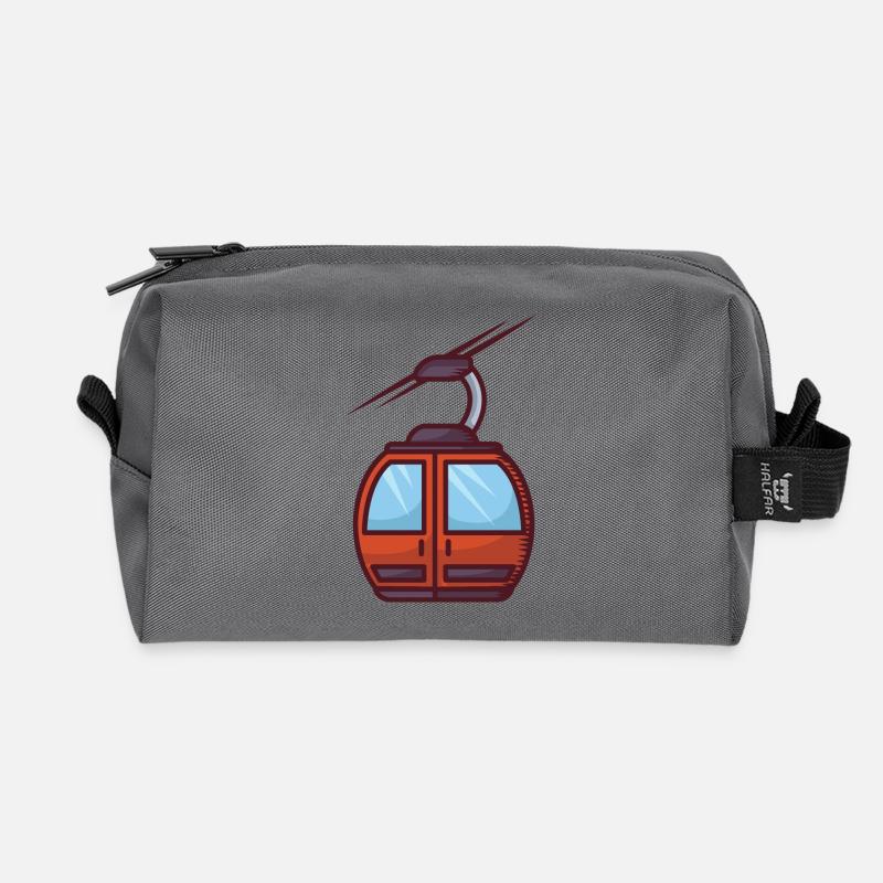 Faszinierende Seilbahn-Illustration - Recycelte Kulturtasche - Anthrazit