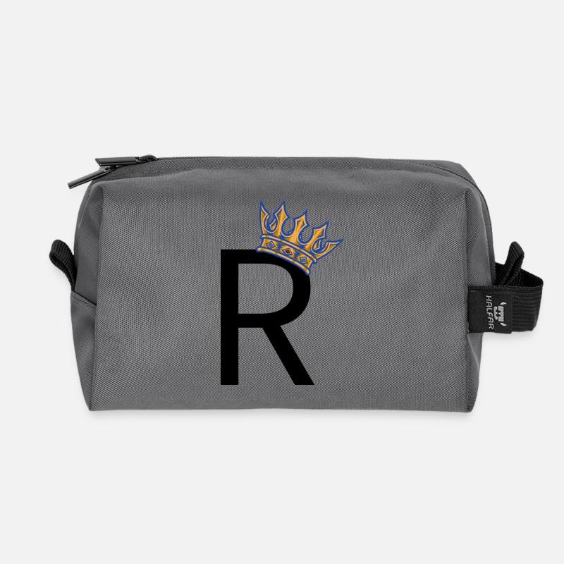 R mit Krone – Royal Typo Design - Recycelte Kulturtasche - Anthrazit