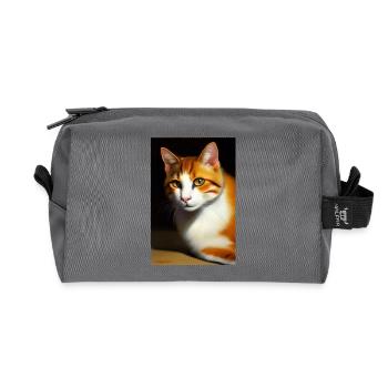 Cat Image - Recycled Toiletry Zip Bag - anthracite - Front