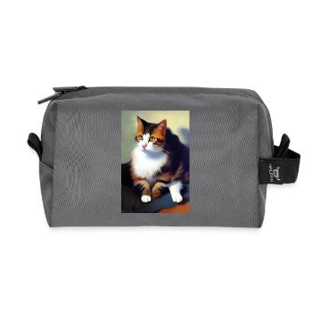 Cat Image - Recycled Toiletry Zip Bag - anthracite - Front