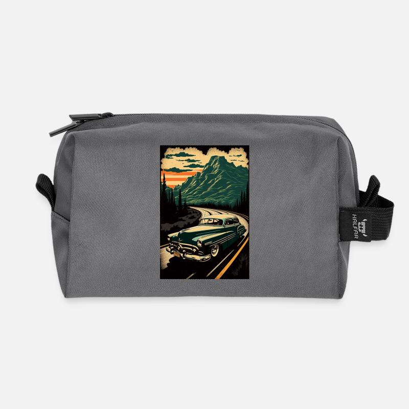 Vintage Car - Recycelte Kulturtasche - Anthrazit